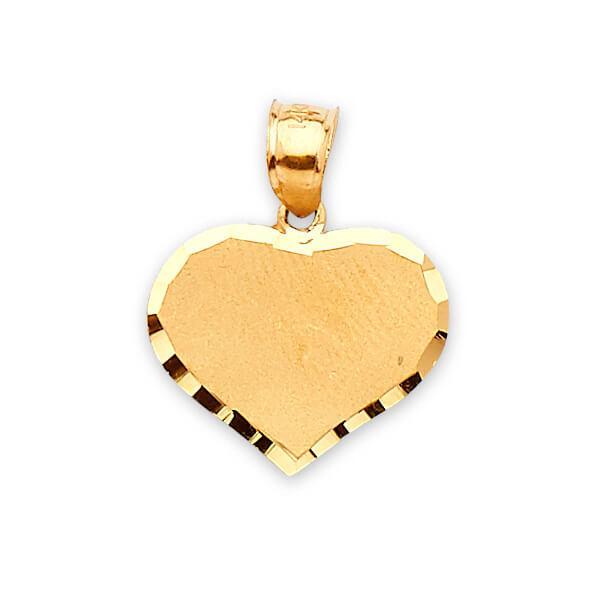 14K Solid Gold Diamond-cut Design Heart Pendant