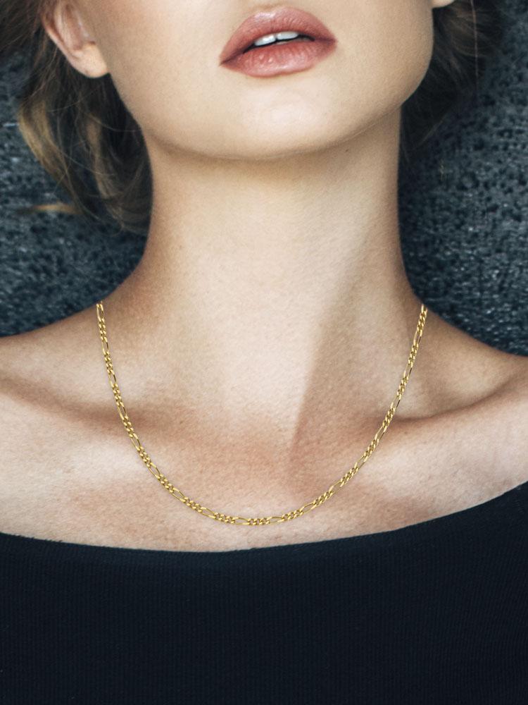 14K Solid Gold Figaro Chain