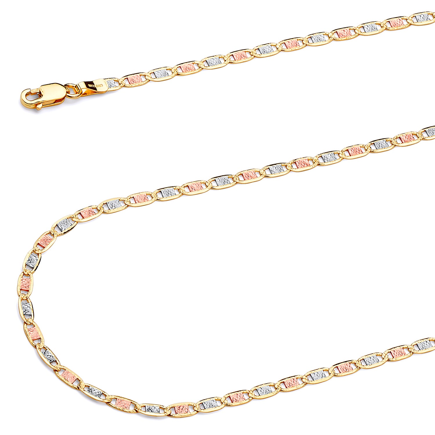 14K Tri-color Gold Valentino Chain Necklace