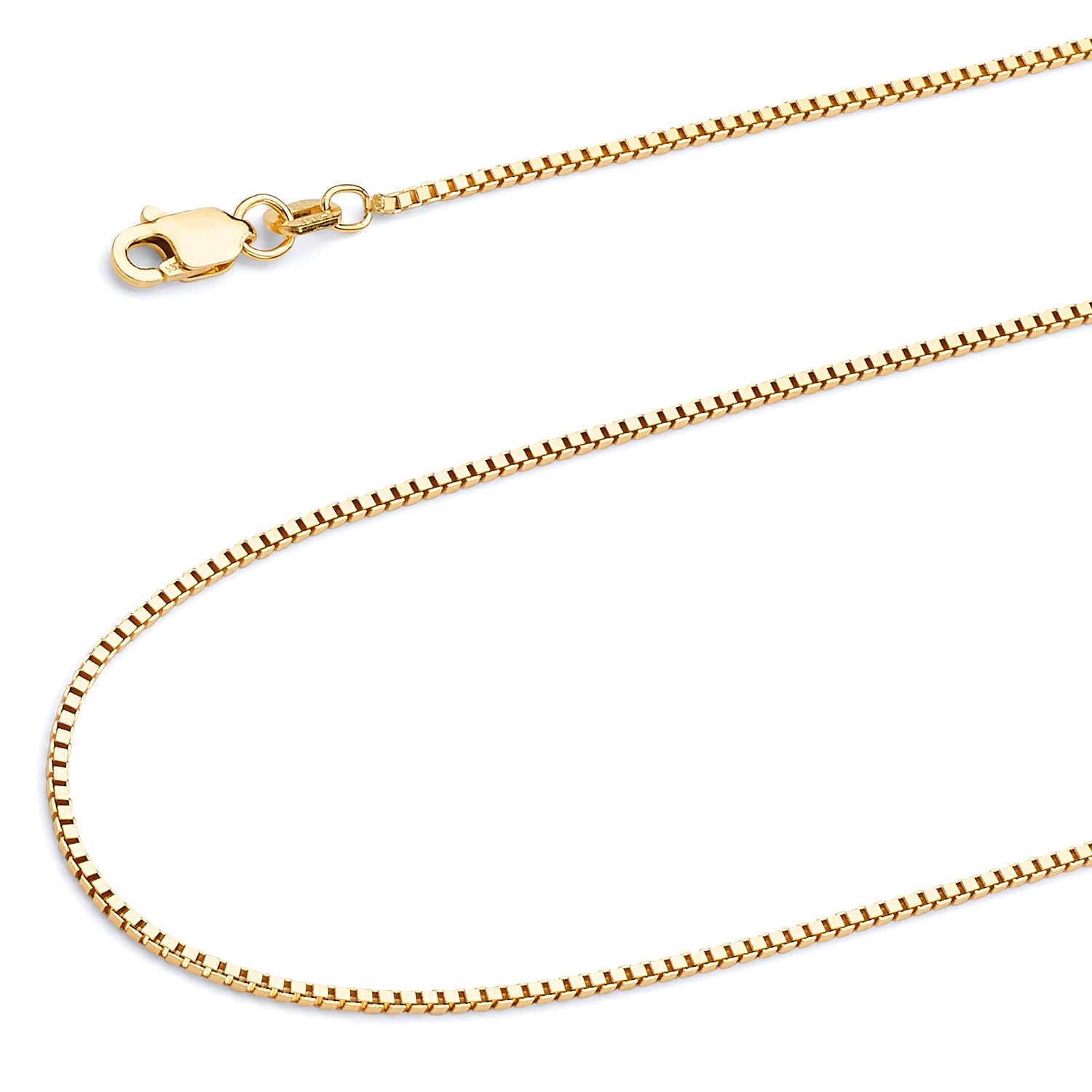 14k Solid Gold Box Design Chain Necklace