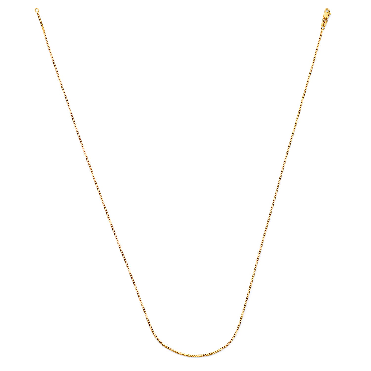 14k Solid Gold Box Design Chain Necklace