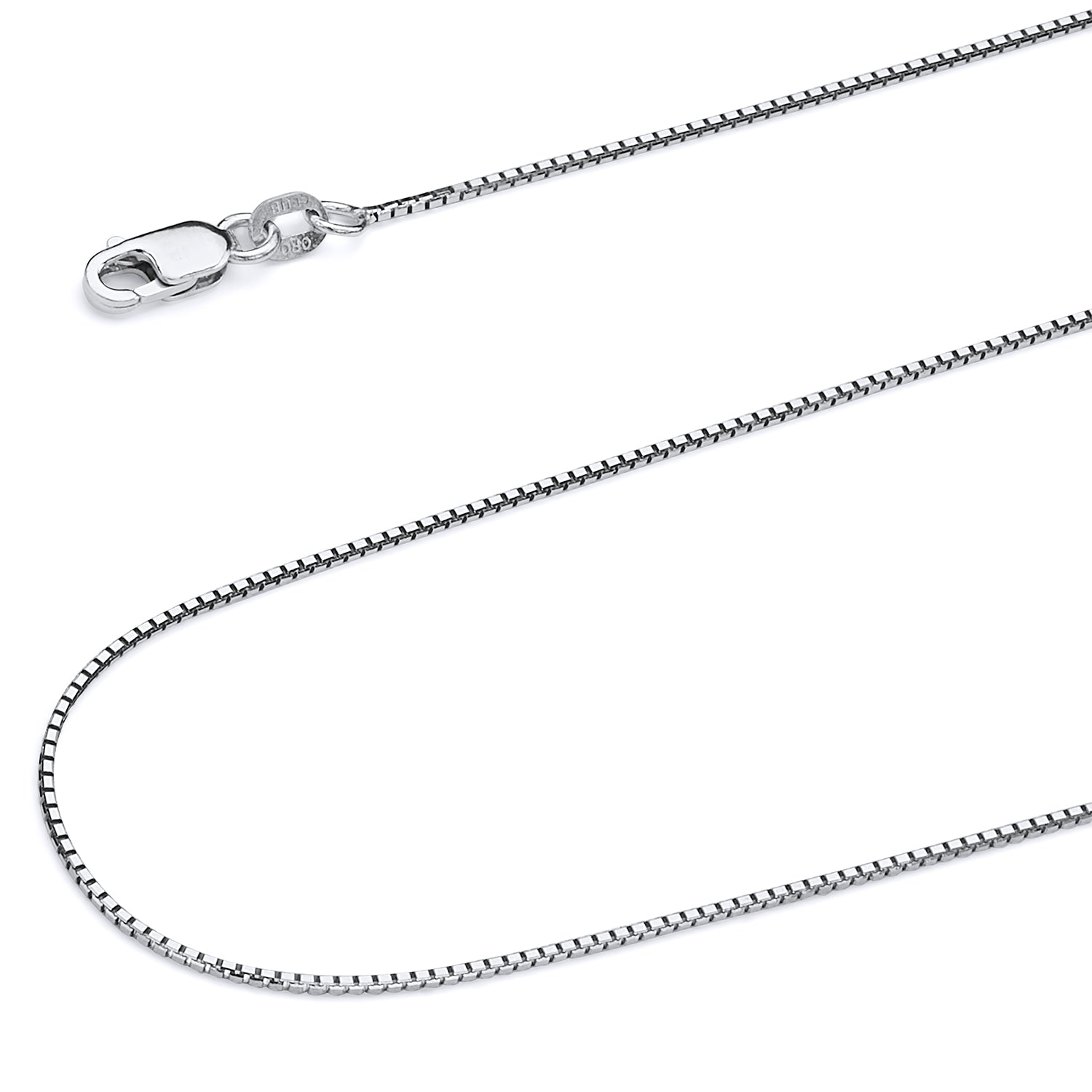 14K Solid White Gold Box Chain Necklace