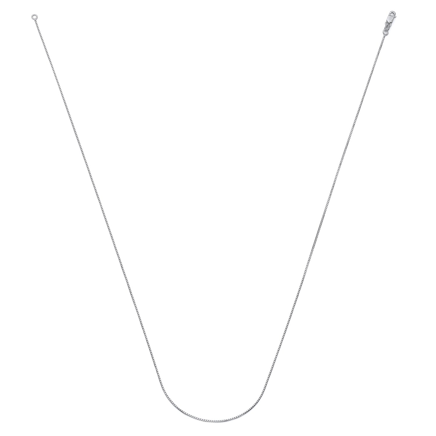 14K Solid White Gold Box Chain Necklace