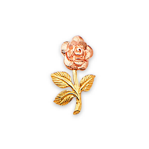 14K Solid Gold Two-tone Flower Pendant