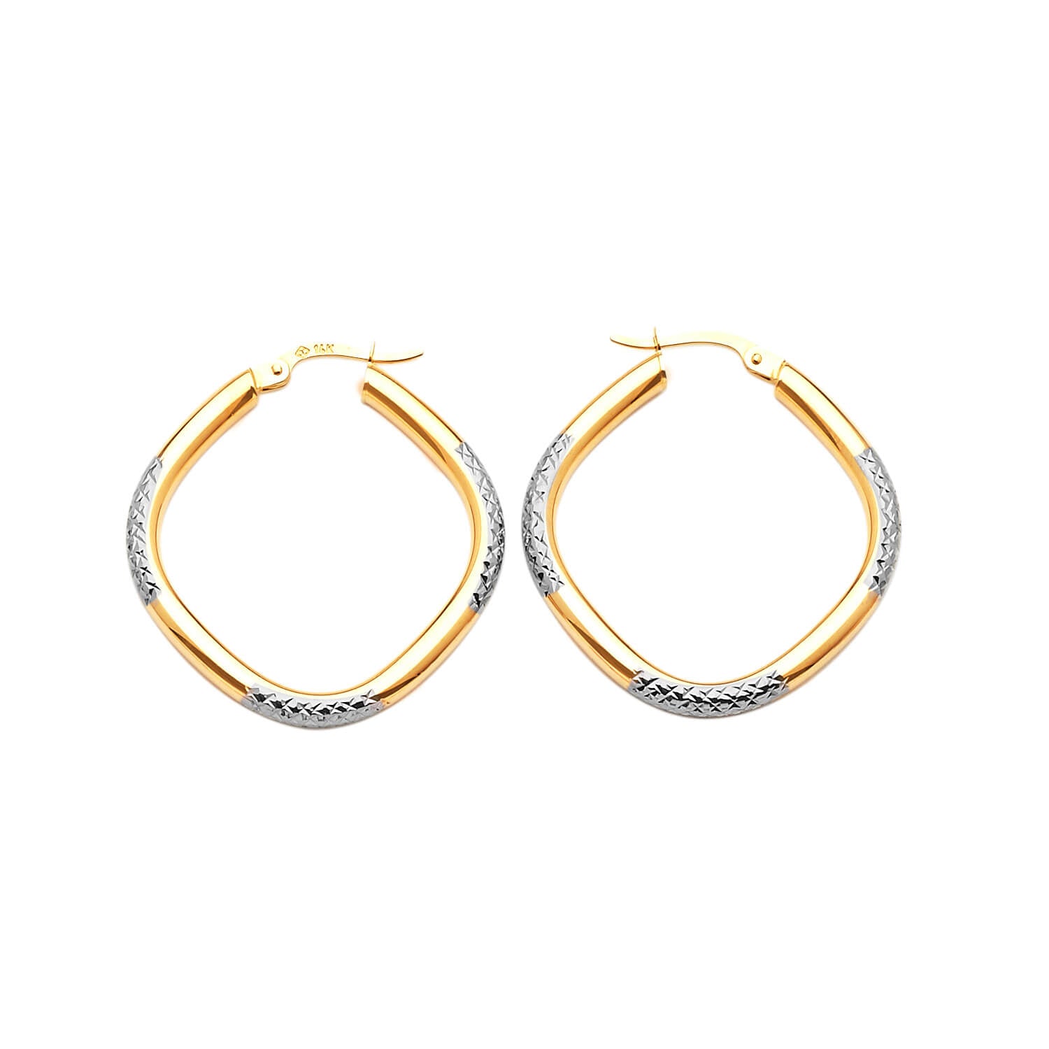 14K Two-tone Solid Gold Hoop Earrings