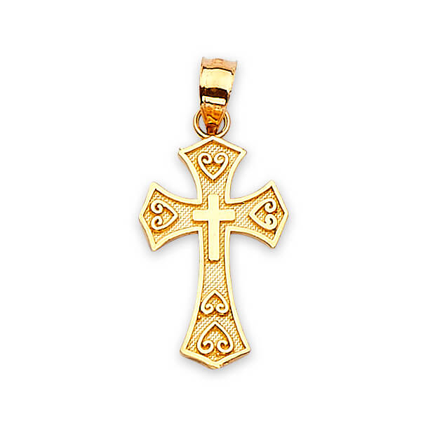 14K Solid Gold Cross Pendant