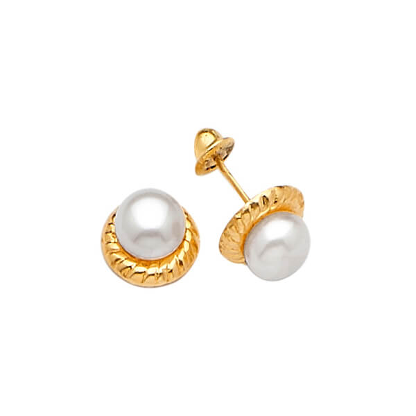 Pearl Stud Earrings in 14 Karat Yellow Gold