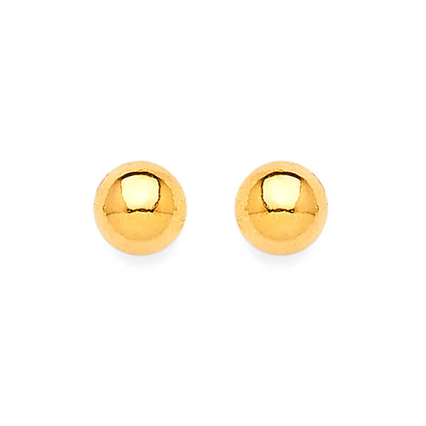 Ball Stud Earrings in 14 Karat Solid Yellow Gold