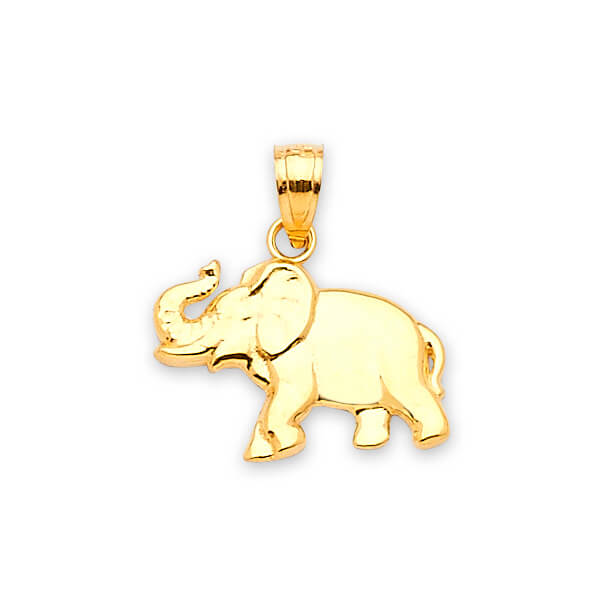 14K Solid Gold Elephant Pendant