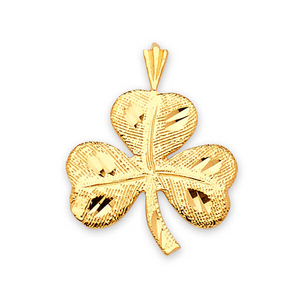 14K Solid Gold Clover Leaf Pendant