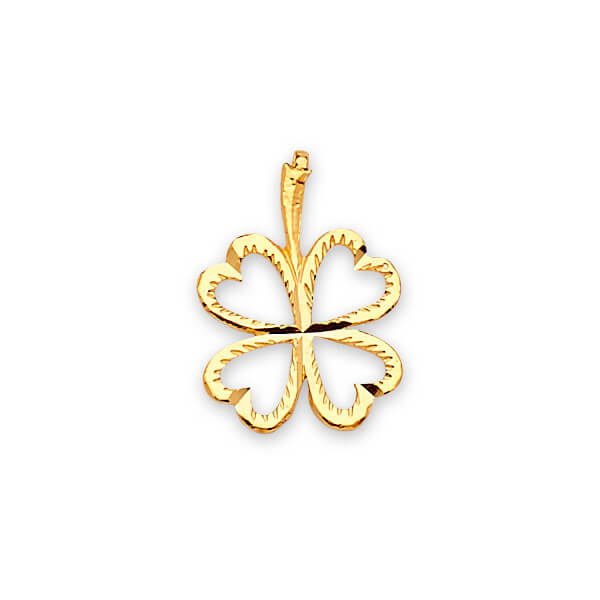 14K Solid Gold Clover Leaf Pendant