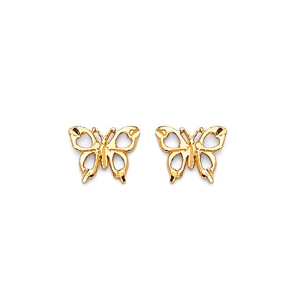 Butterfly Stud Earrings in 14 Karat Yellow Gold