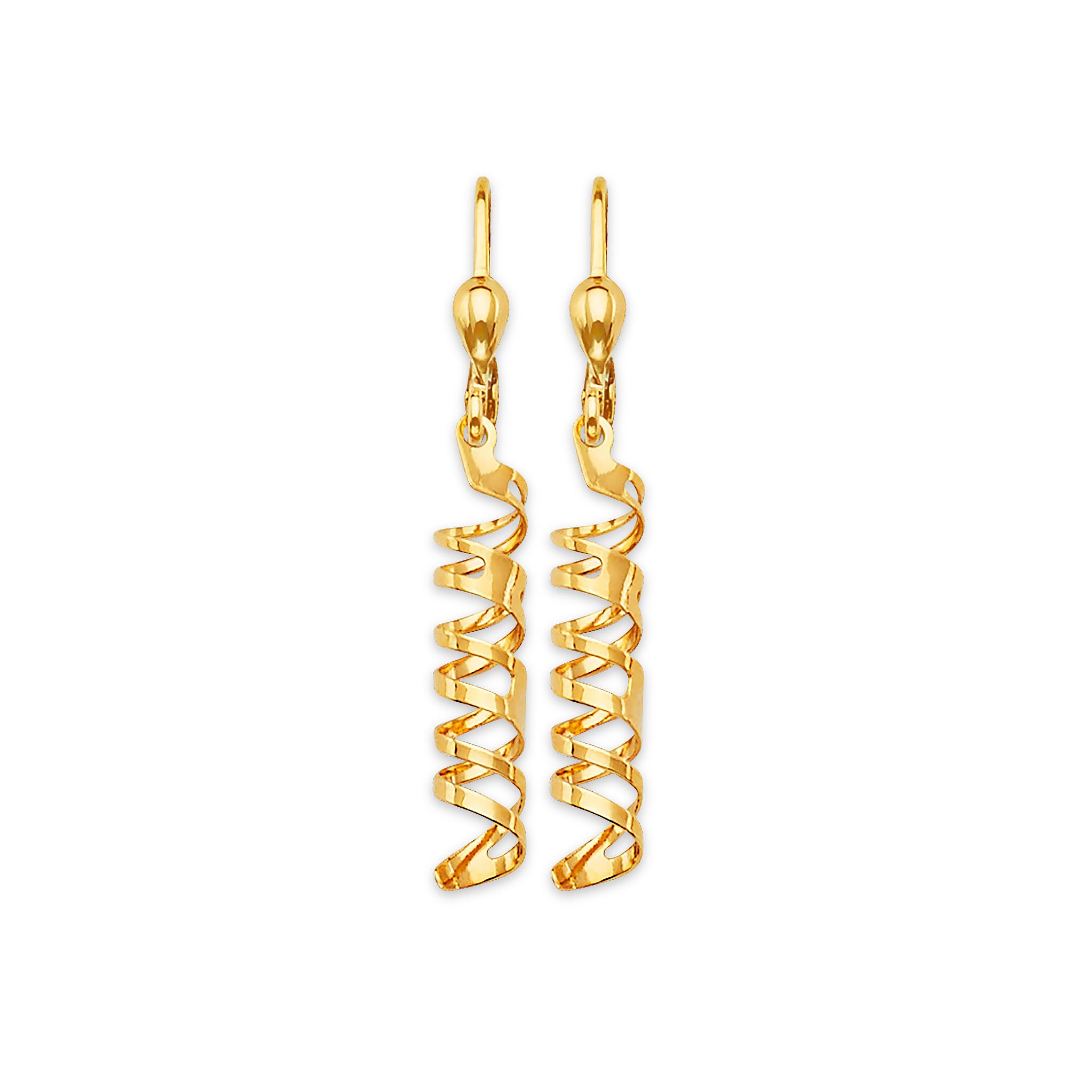 Spiral Drop Earrings in 14 Karat Yellow Gold