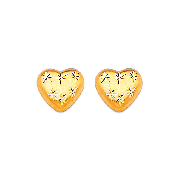 14k Solid Gold Heart Stud Earrings