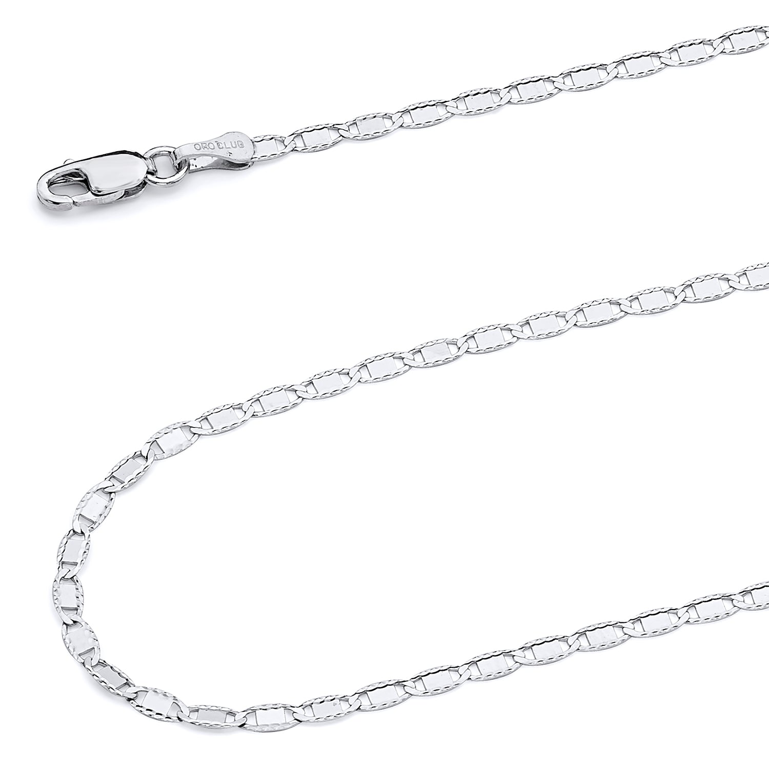 14K Solid White Gold Valentino Chain Necklace