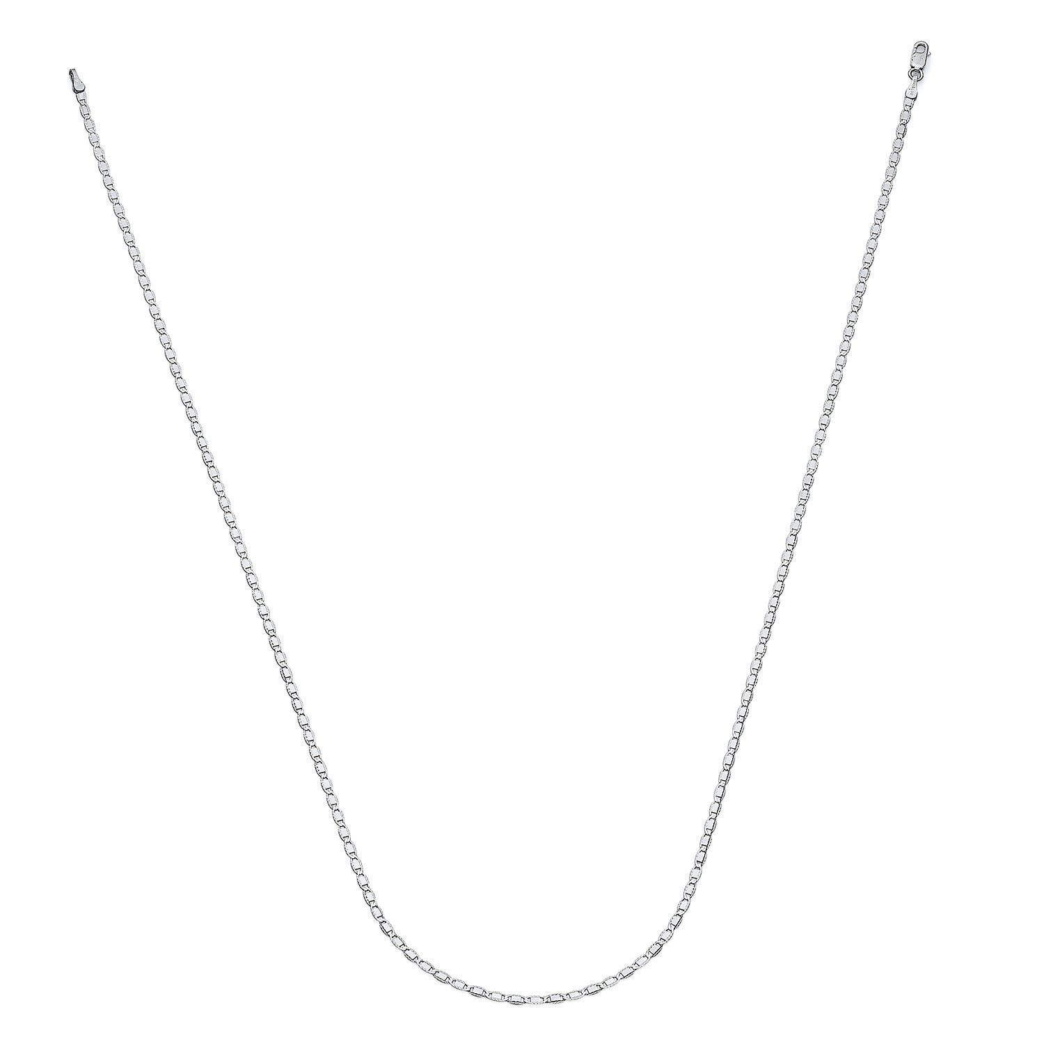 14K Solid White Gold Valentino Chain Necklace