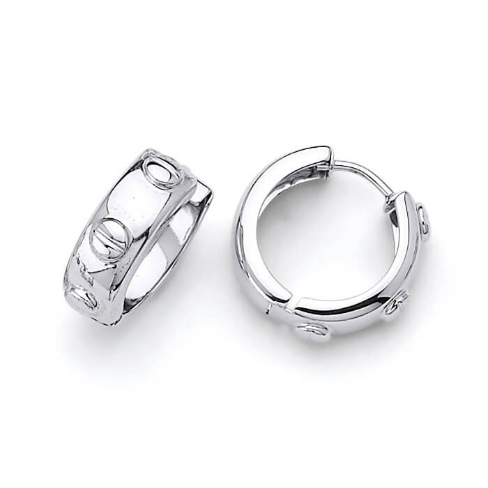 14K Solid White Gold Hoop Earrings