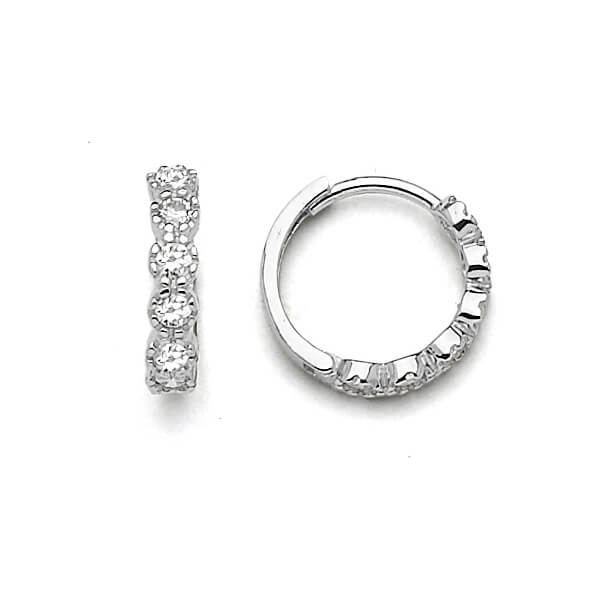 14K Solid White Gold Hoop Earrings