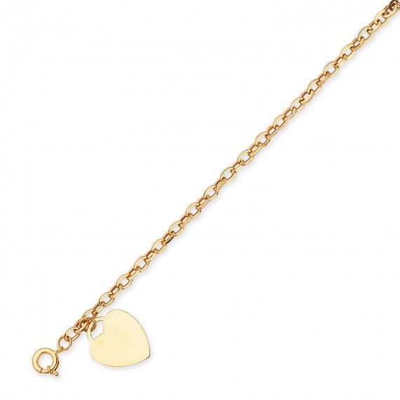 Heart Tag Bracelet in 14K Solid Yellow Gold