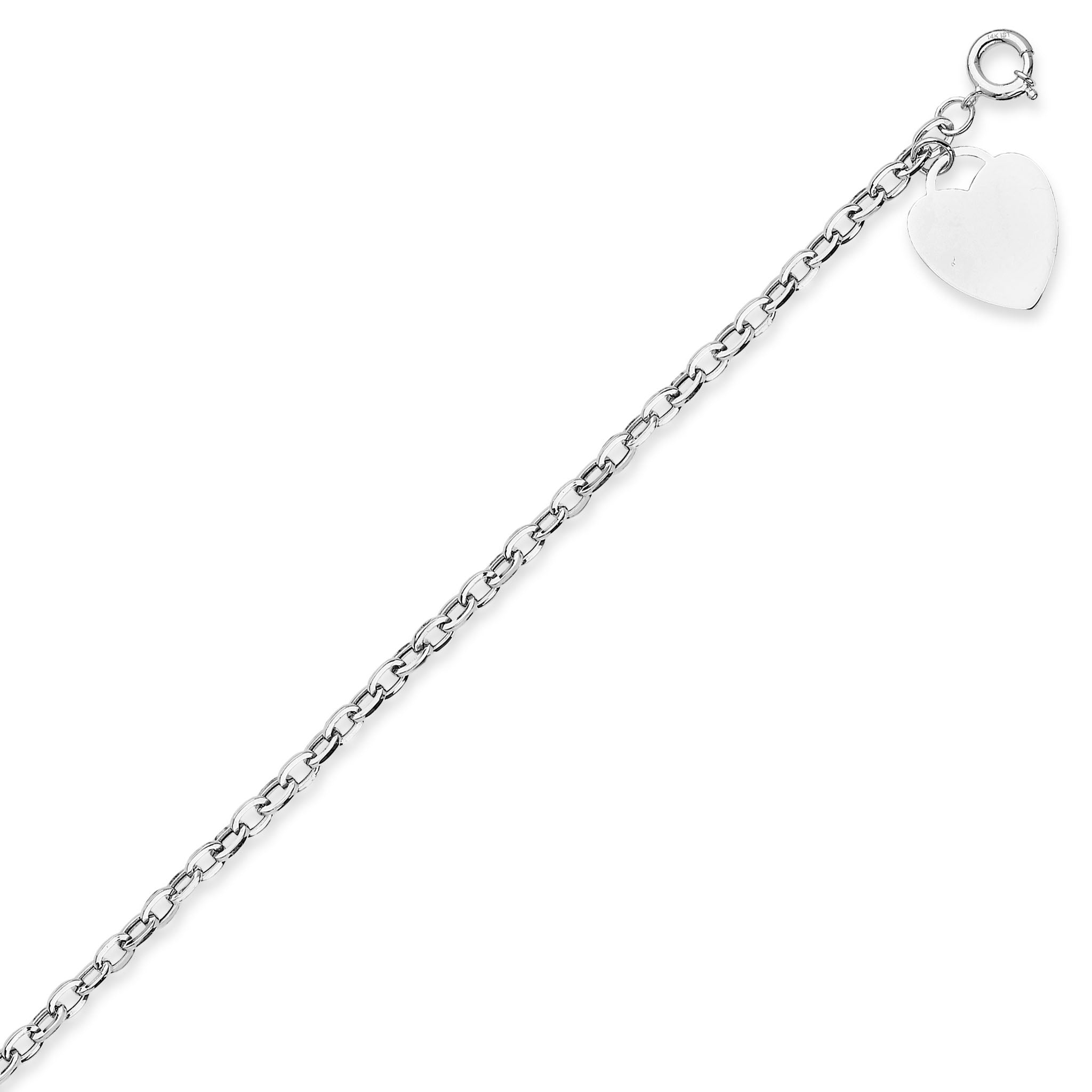 Heart Bracelet in 14K Solid White Gold