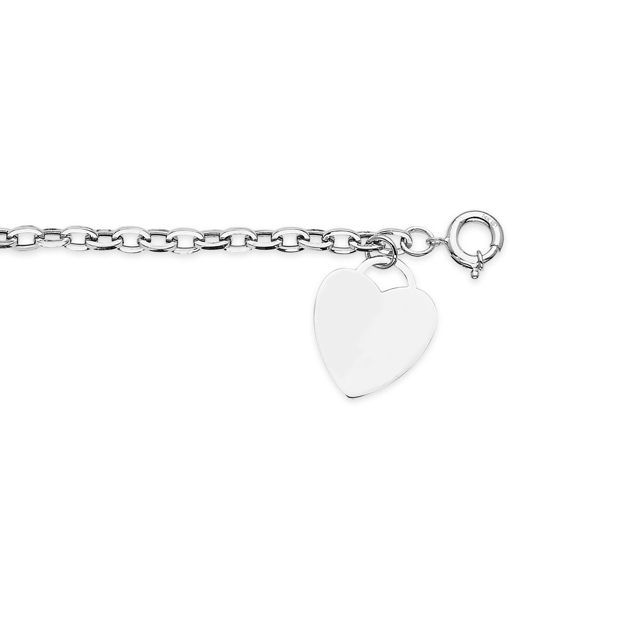 Heart Bracelet in 14K Solid White Gold