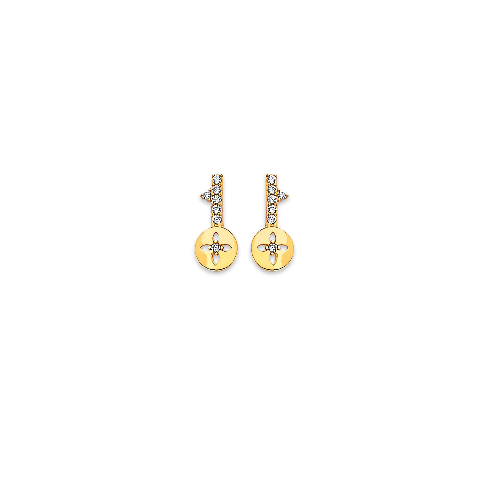 Solid Gold Stud Earrings in 14K with White CZ