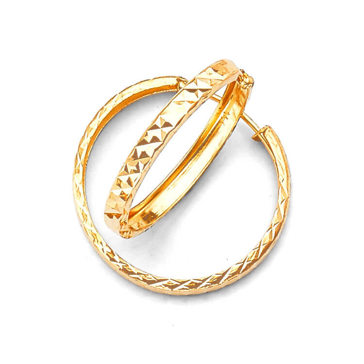 14K Solid Gold Ladies Small Size Hoop Earrings