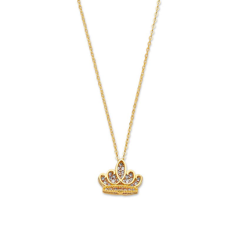 Ladies Adjustable Tiara Charm Necklace in 14K Solid Gold