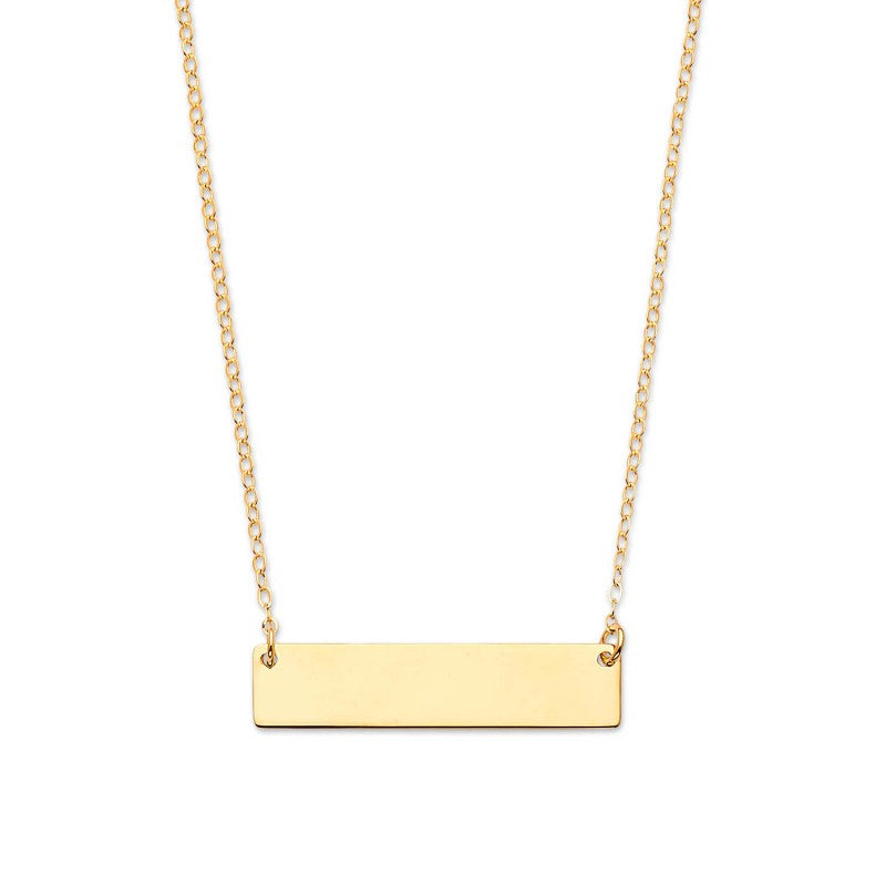 Ladies ID Bar Charm Necklace in 14K Solid Yellow Gold