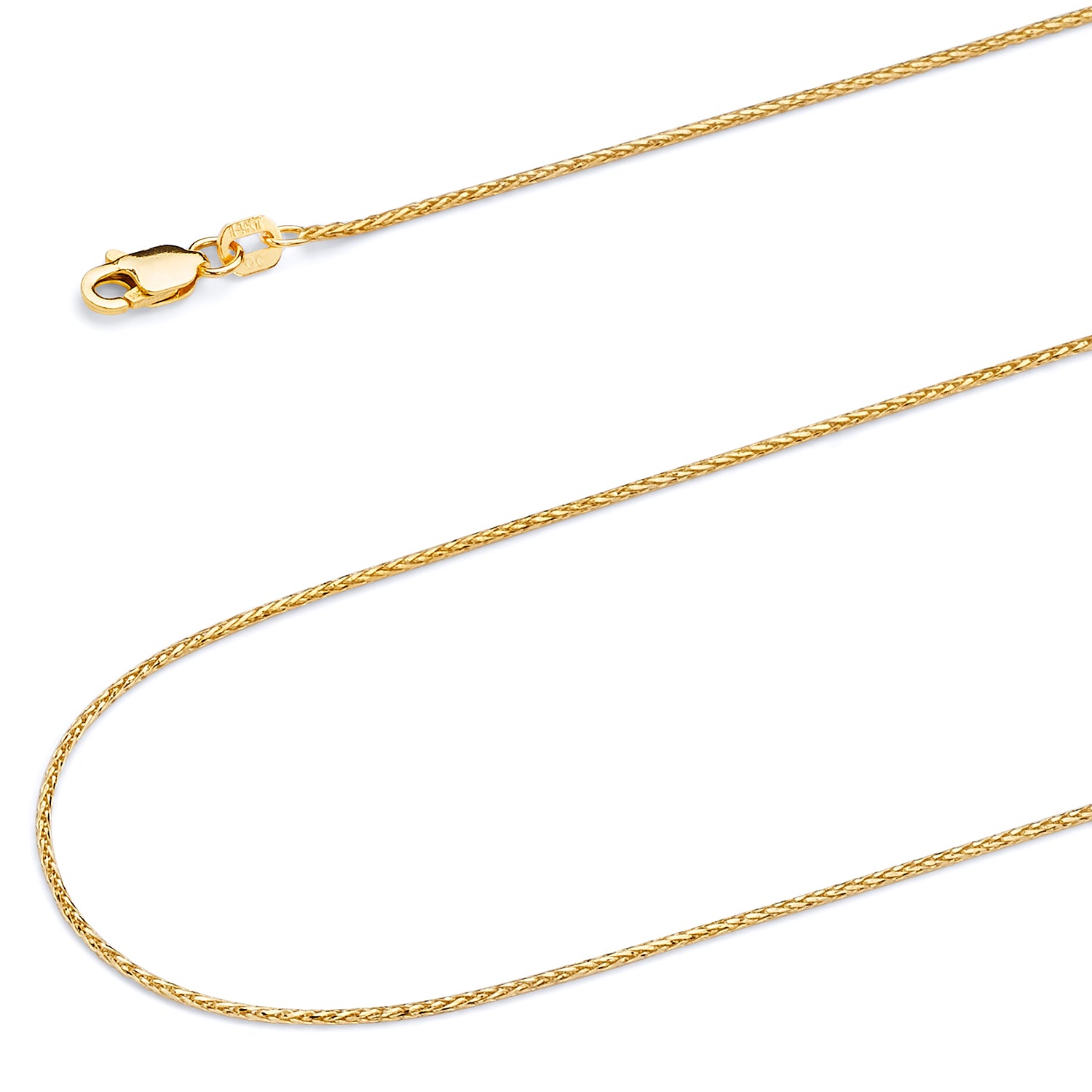 14K Solid Gold Wheat Chain Necklace