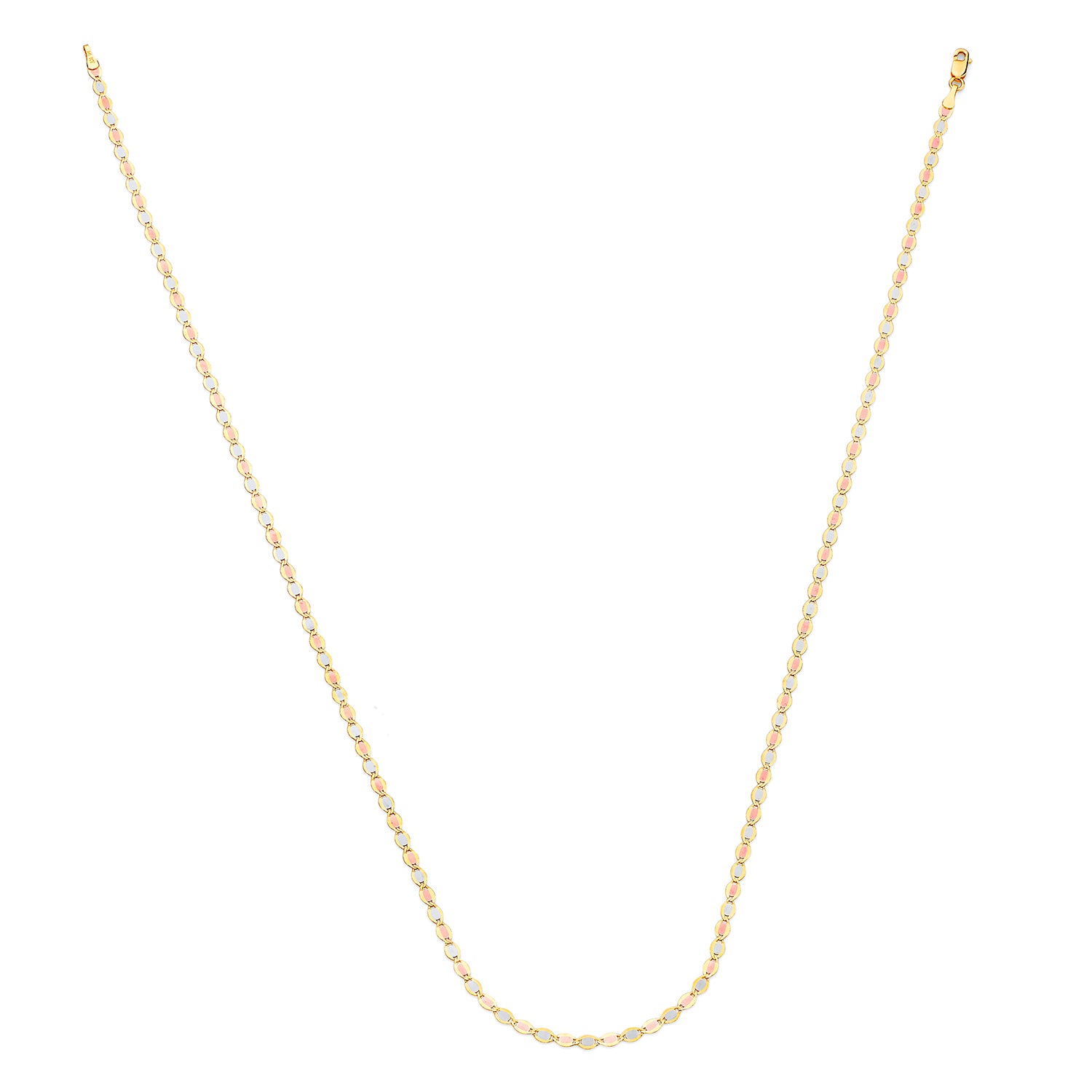 14K Solid Tri-color Gold Valentino Chain Necklace