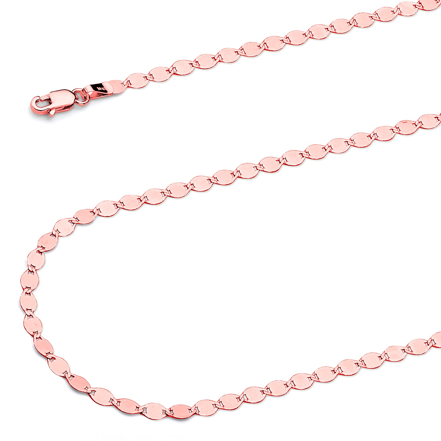 14K Solid Rose Gold Valentino Chain Necklace