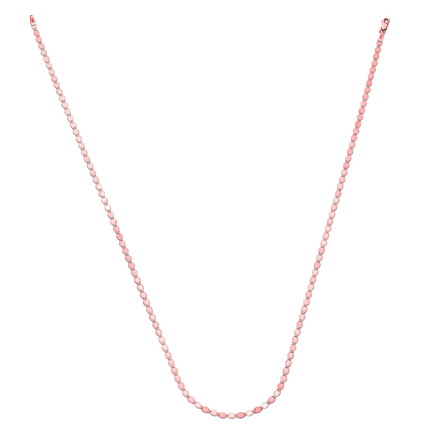 14K Solid Rose Gold Valentino Chain Necklace