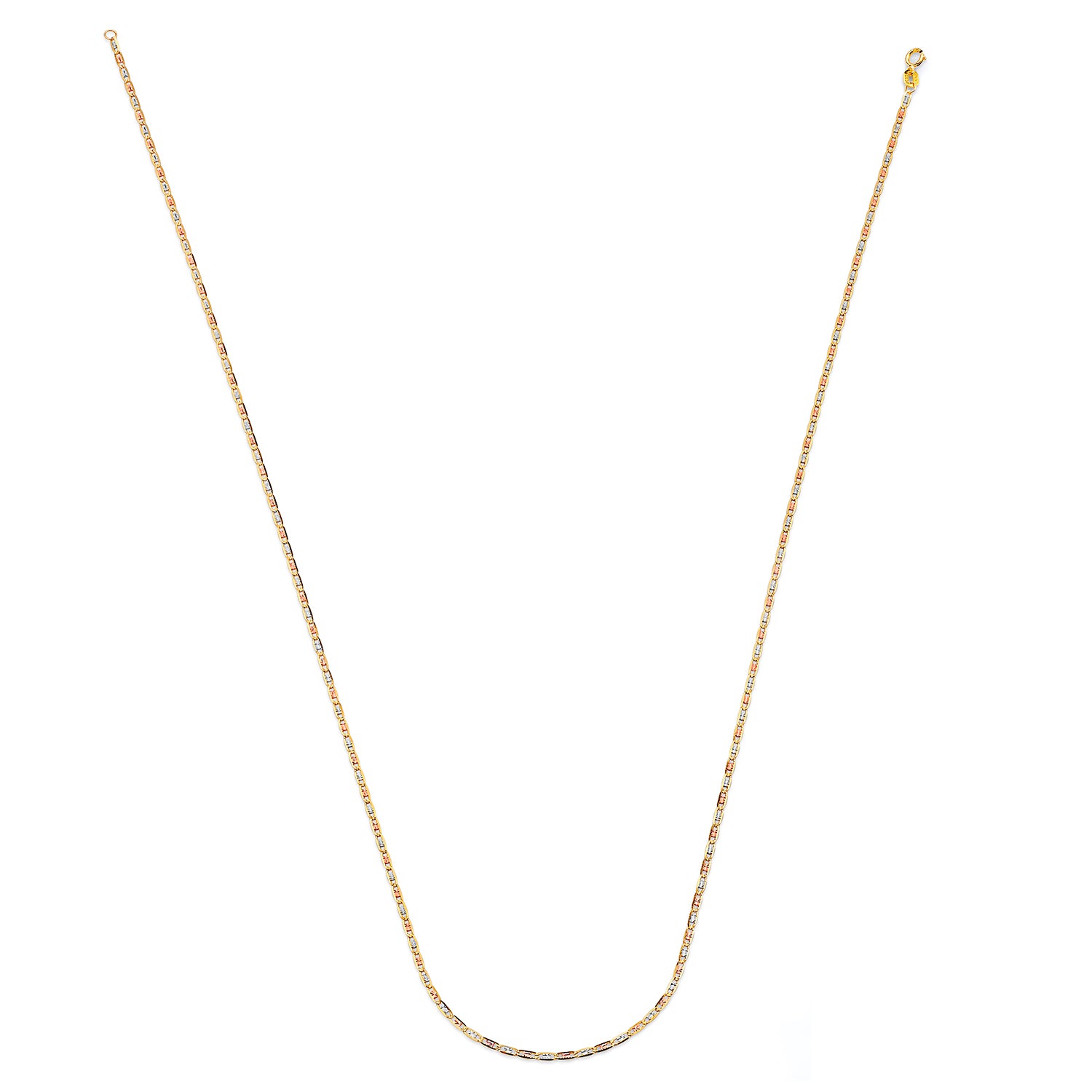 14K Solid Gold Tri-color Valentino Chain Necklace