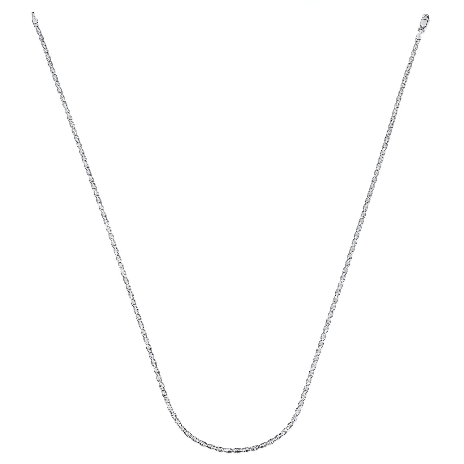 14K Solid White Gold Valentino Chain Necklace