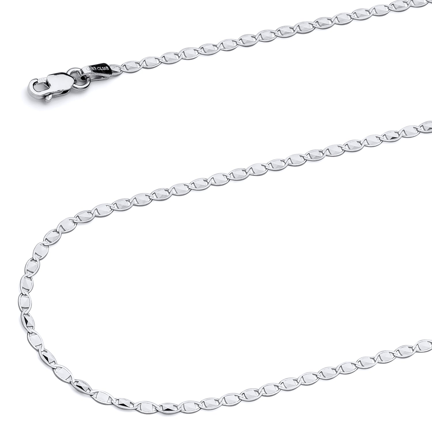 14K Solid White Gold Valentino Chain Necklace