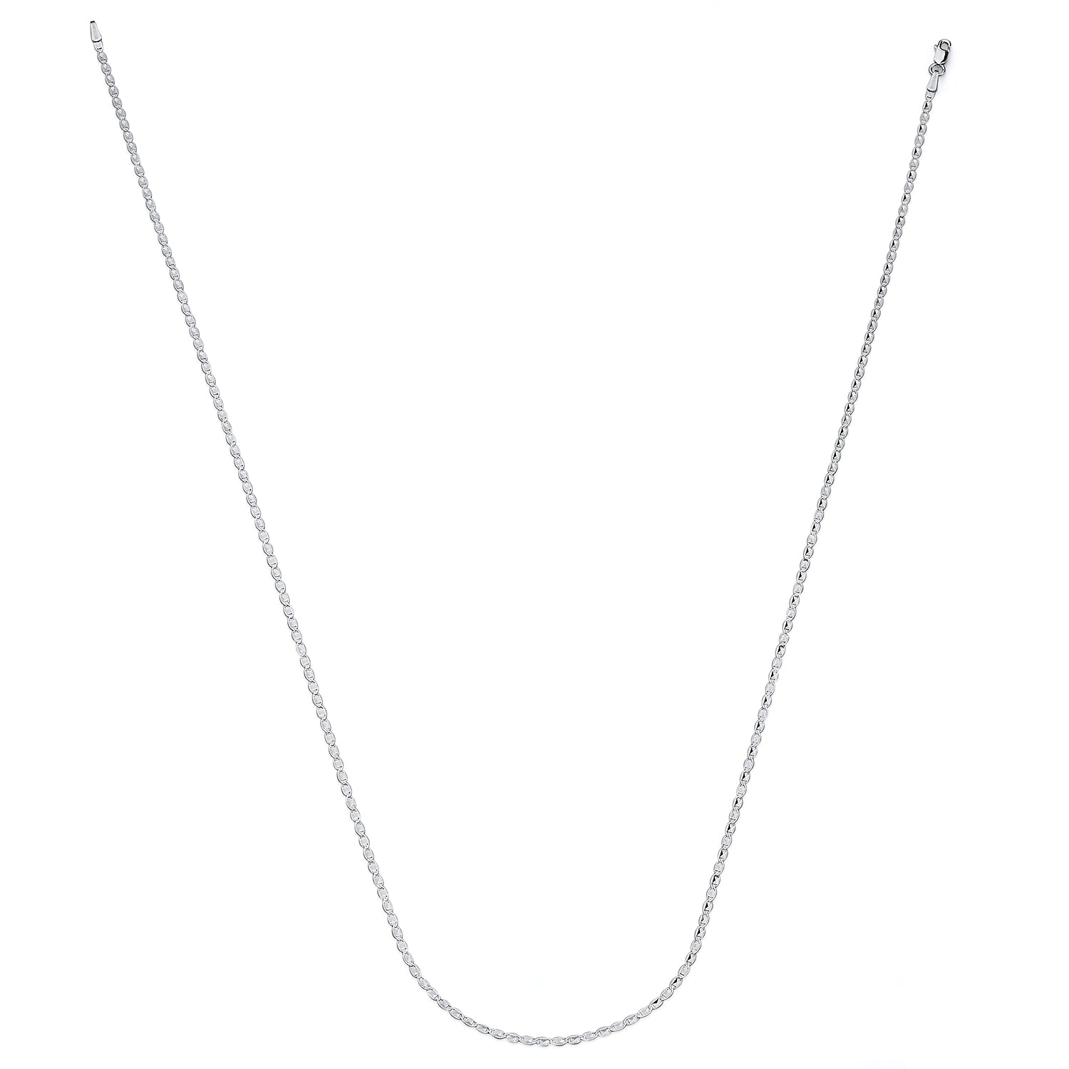 14K Solid White Gold Valentino Chain Necklace