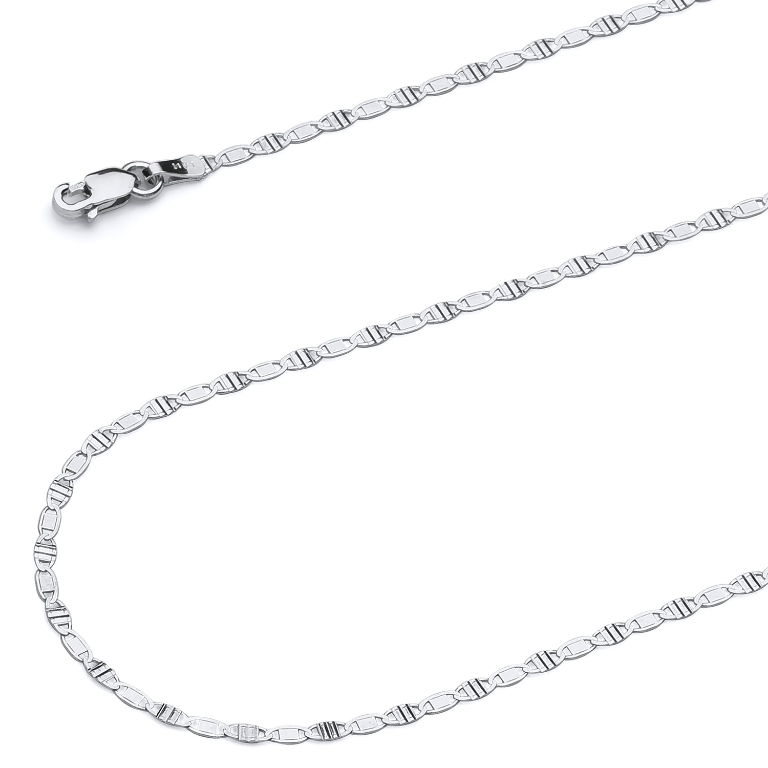 14K Solid White Gold Valentino Chain