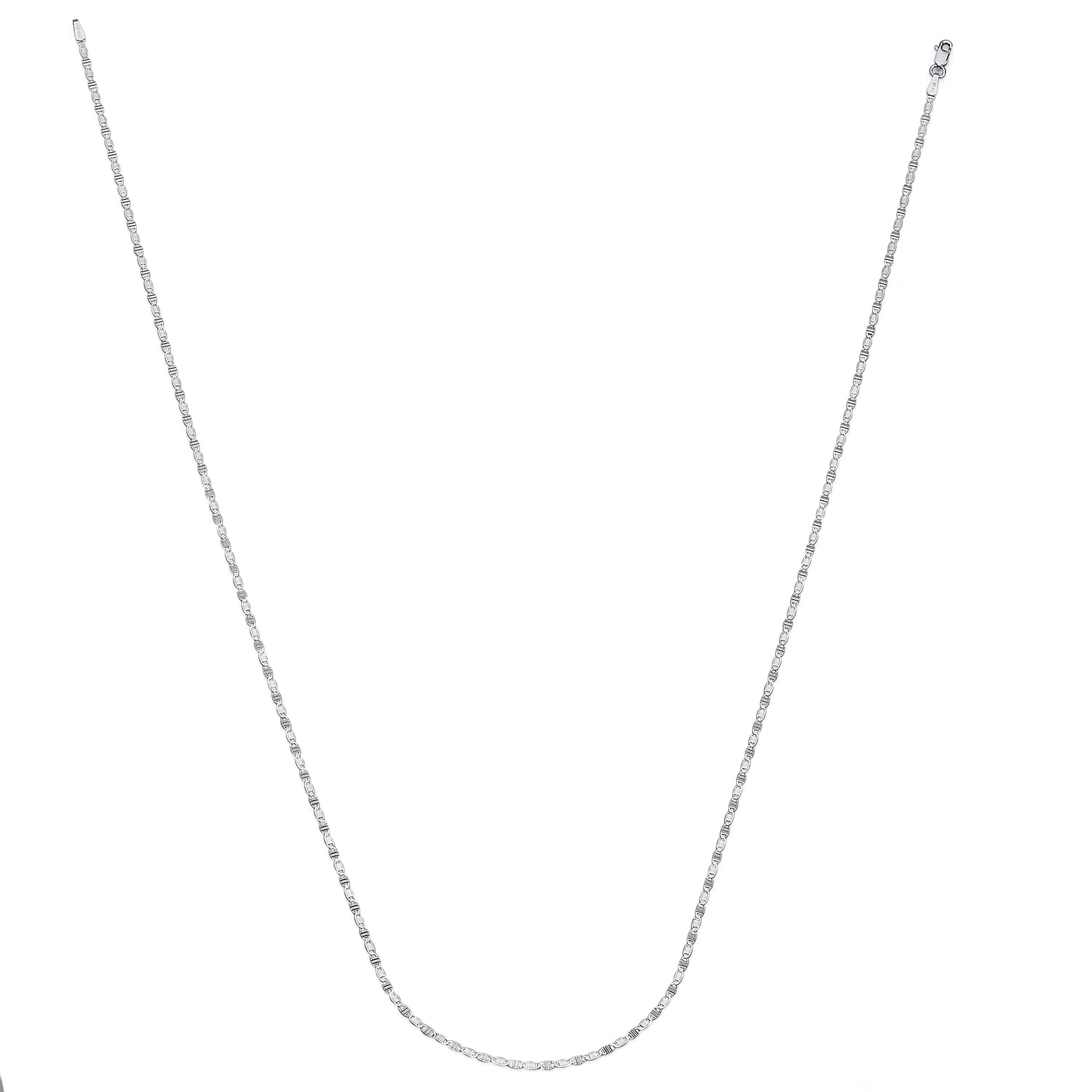 14K Solid White Gold Valentino Chain