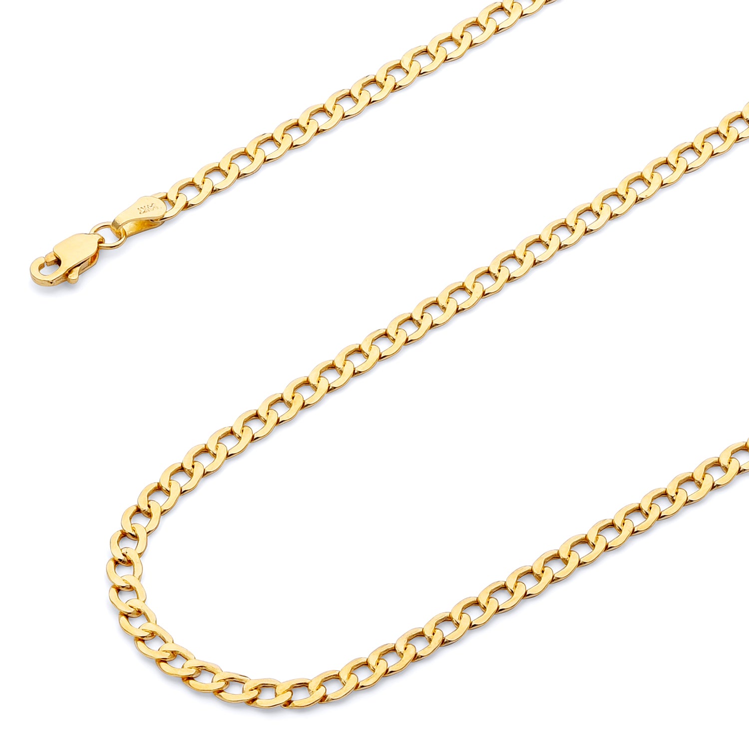 14K Solid Gold Cuban Chain Necklace