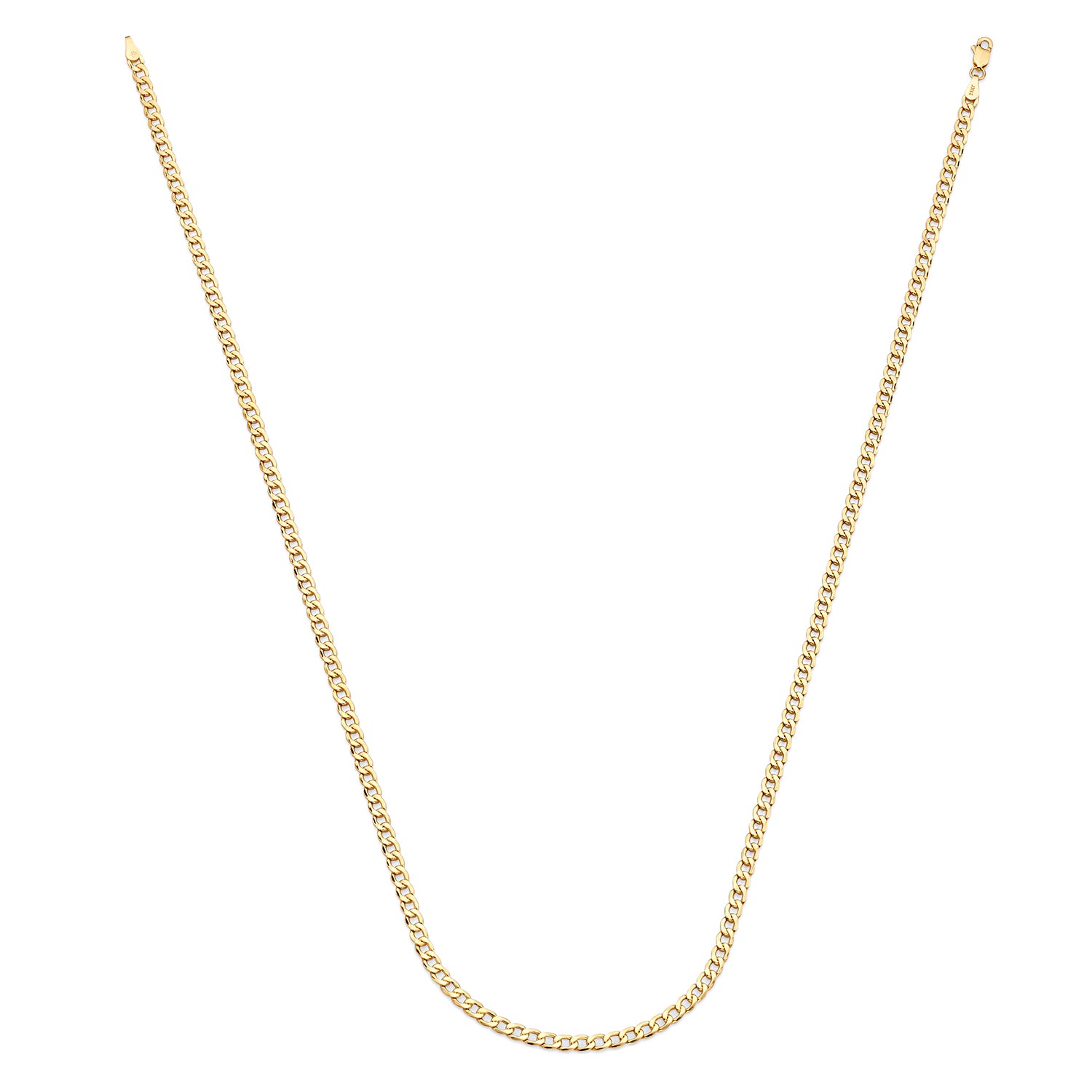 14K Solid Gold Cuban Chain Necklace