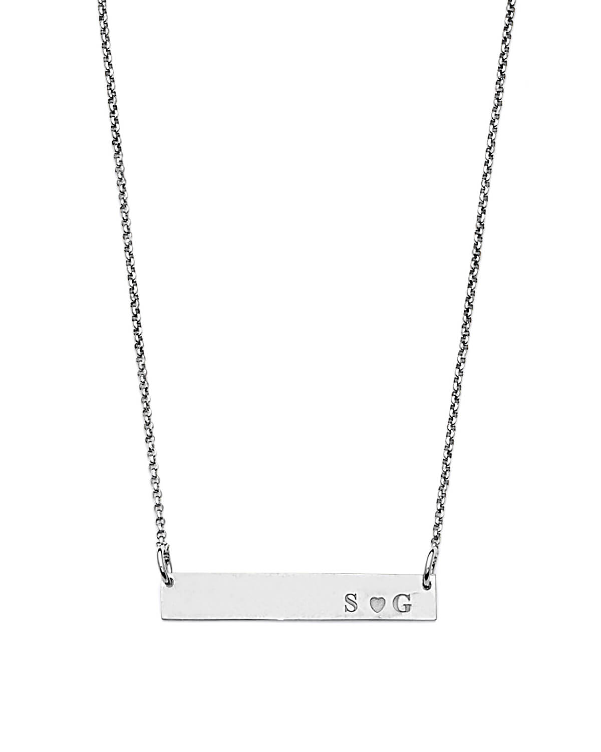 14K Solid Gold Personalized Charm Necklace in White Gold