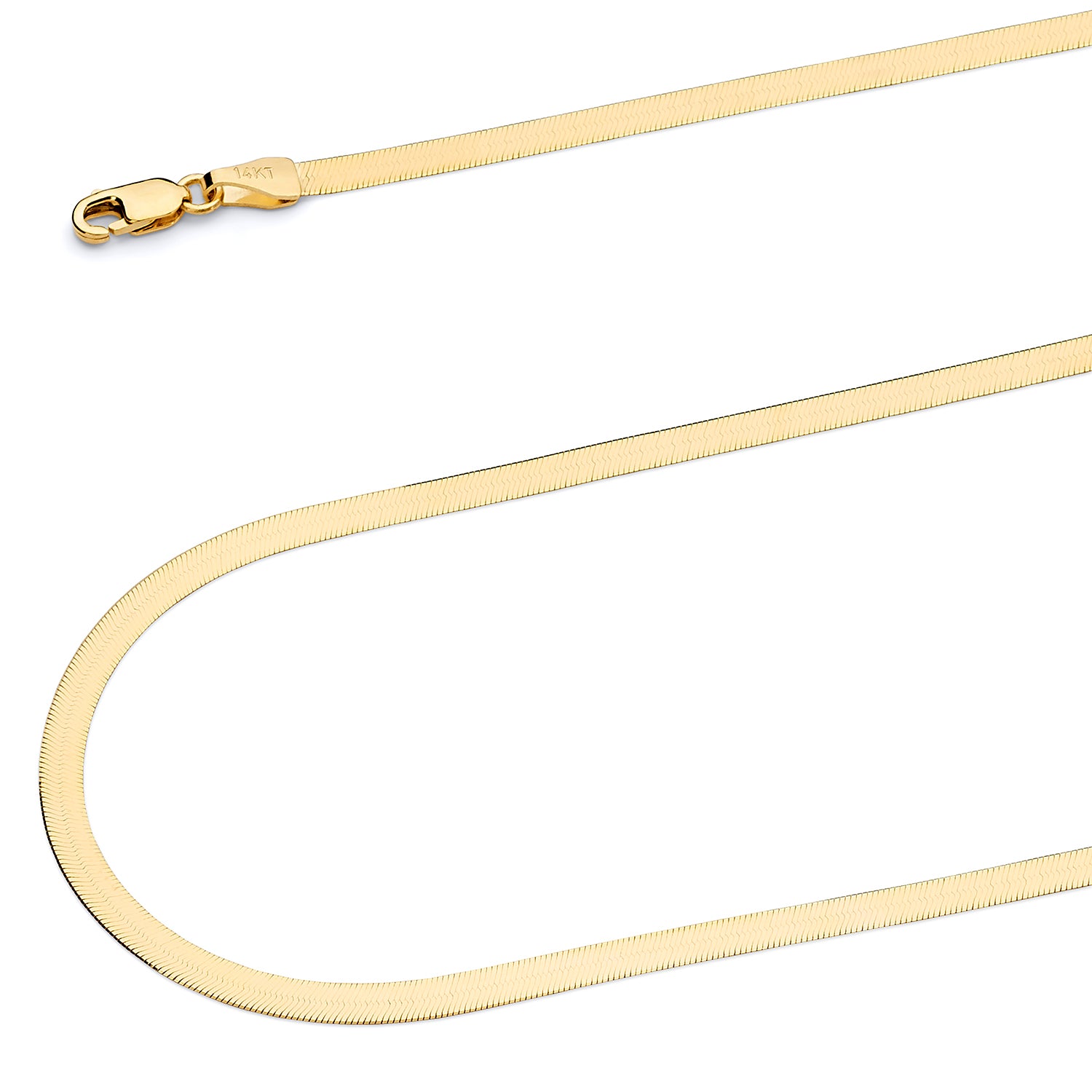 14K Solid Gold Herringbone Chain Necklace