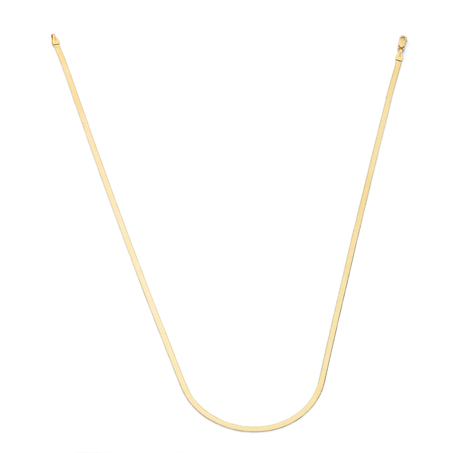 14K Solid Gold Herringbone Chain Necklace