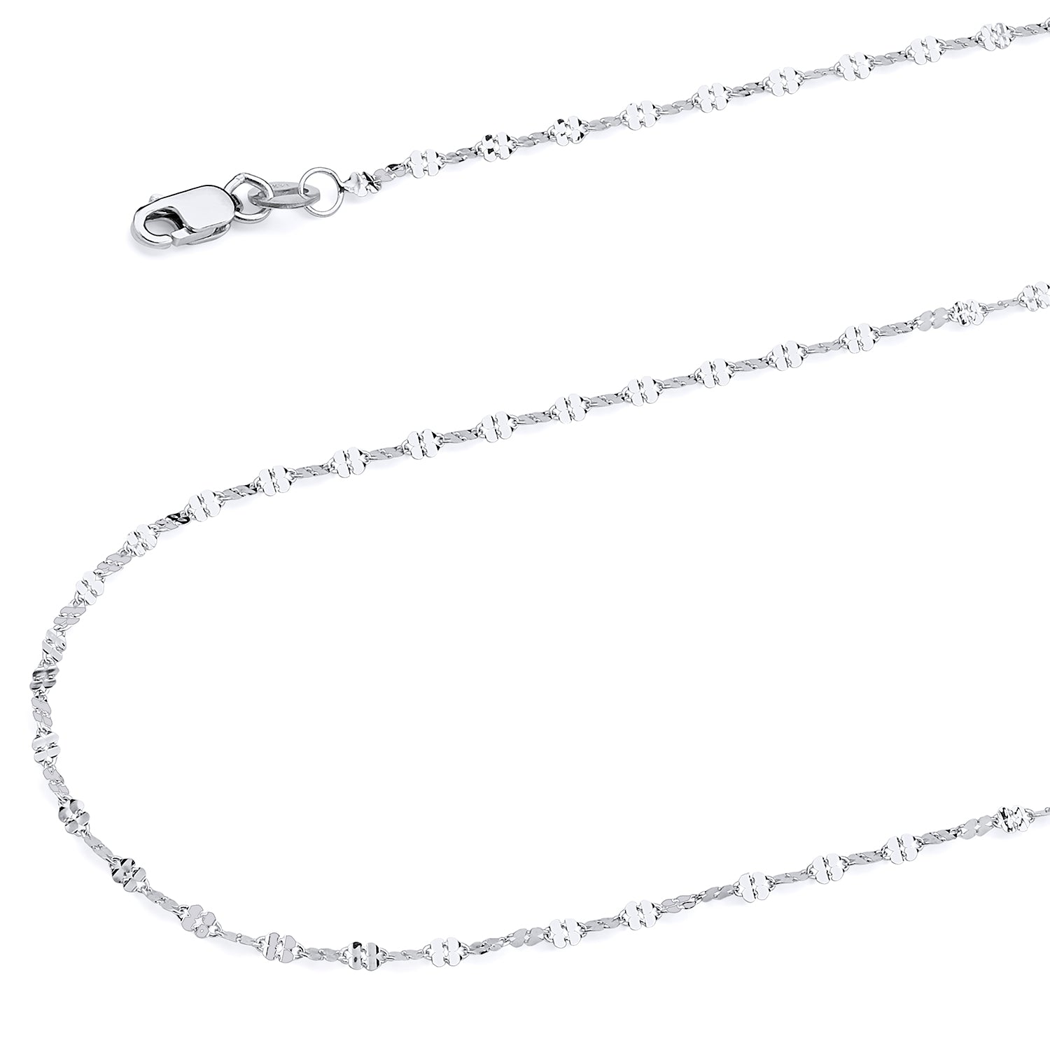 14k Solid White Gold Valentino Chain Necklace