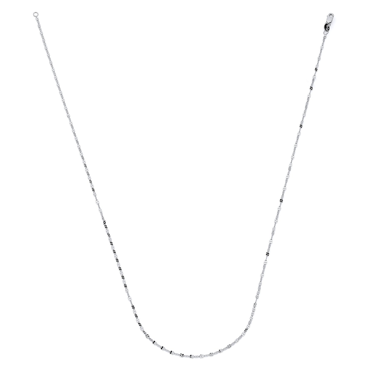 14k Solid White Gold Valentino Chain Necklace