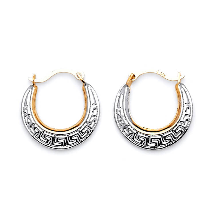 14K Two-tone Solid Gold Hoop Earrings