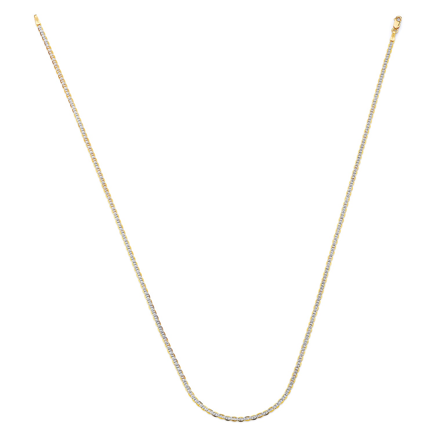 14K Solid Gold Mariner Pave Chain Necklace in Two-tone