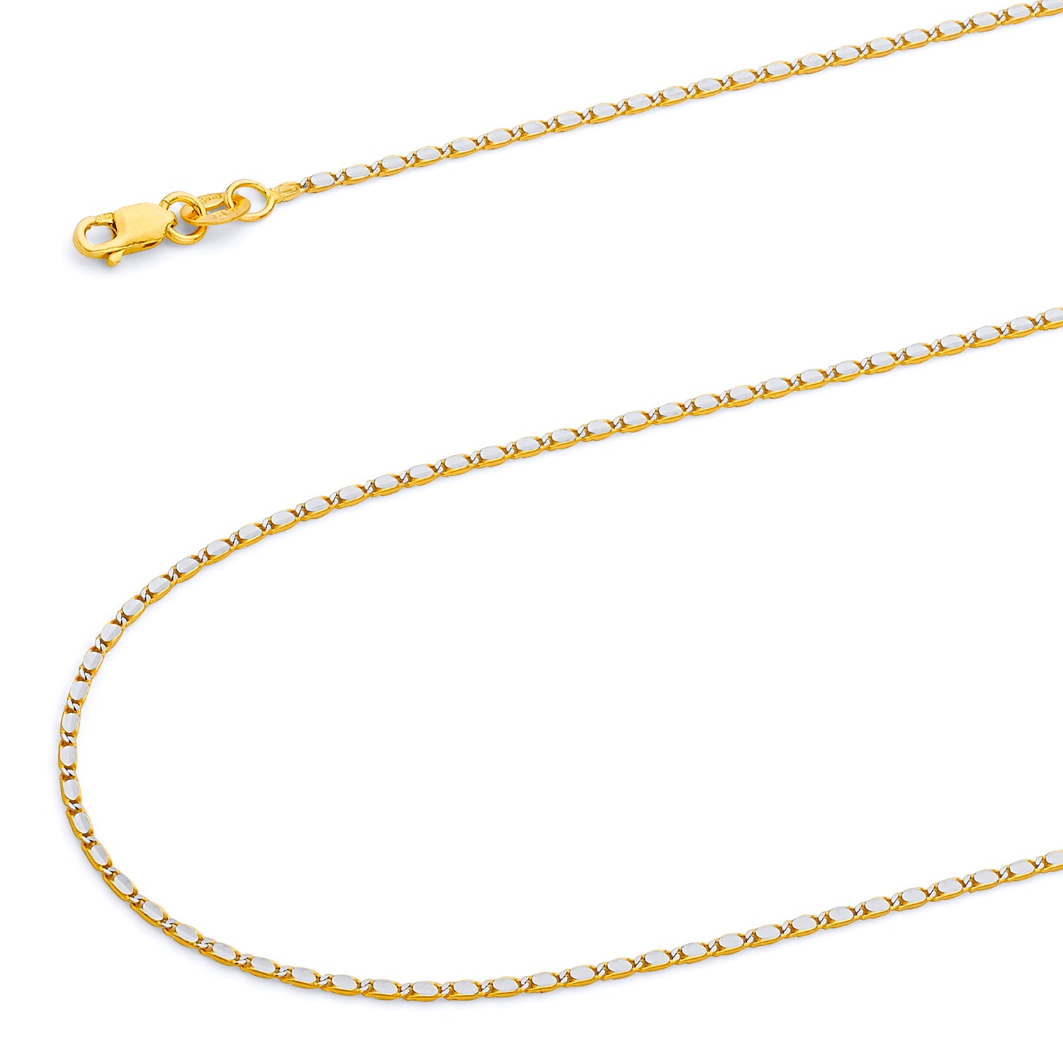 14K Two-tone Solid Gold Valentino Chain Necklace