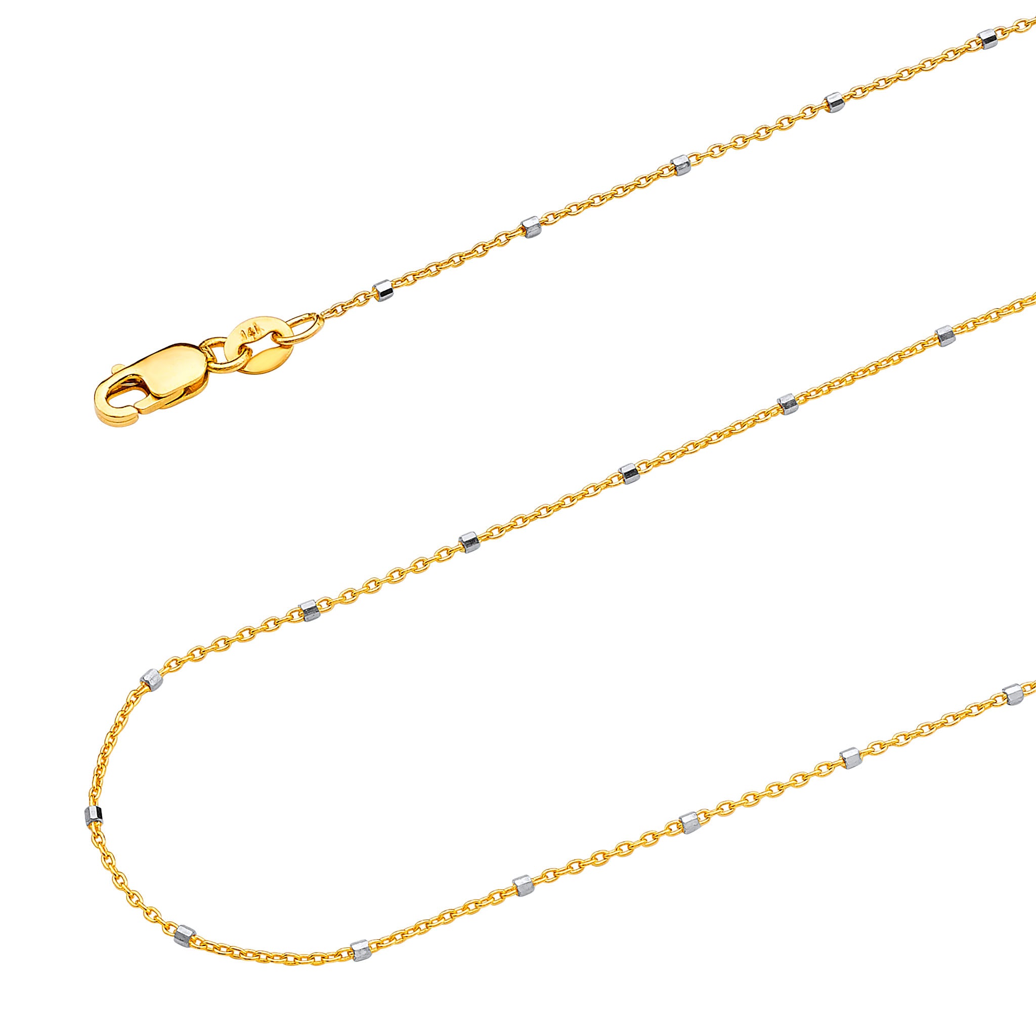 Two-Tone Chain Necklace in 14K Solid Gold